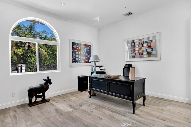 176 Saddlebow Rd, Bell Canyon, CA 91307 - home office with crown molding, wood finished floors, and recessed lighting