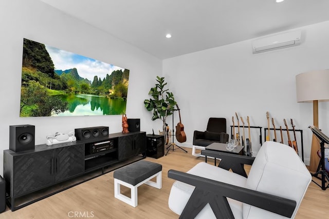 176 Saddlebow Rd, Bell Canyon, CA 91307 - living area with light wood-type flooring, a wall unit AC, and recessed lighting