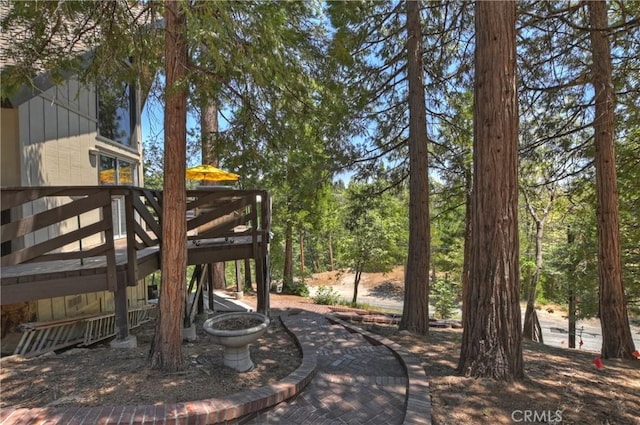 544 Old Toll Rd, Lake Arrowhead, CA 92352 - view of yard featuring a wooden deck