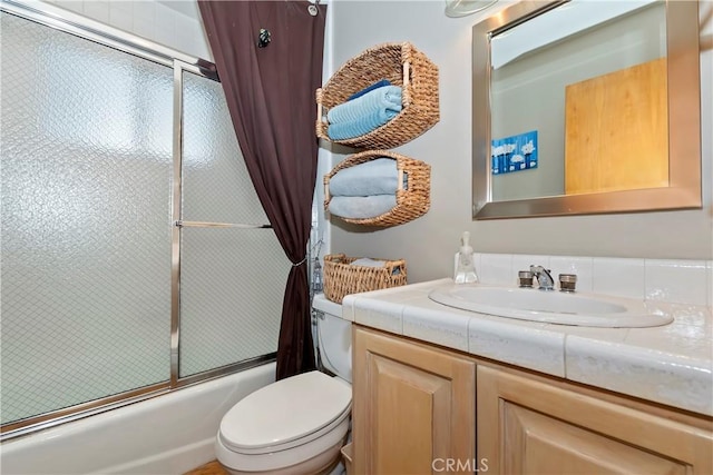 544 Old Toll Rd, Lake Arrowhead, CA 92352 - bathroom featuring combined bath / shower with glass door and vanity