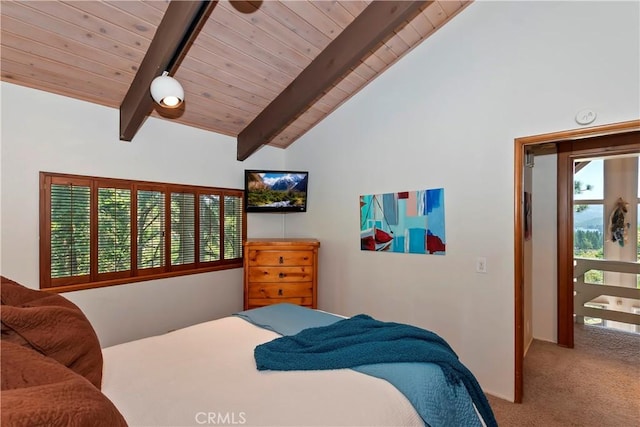 544 Old Toll Rd, Lake Arrowhead, CA 92352 - carpeted bedroom with wooden ceiling