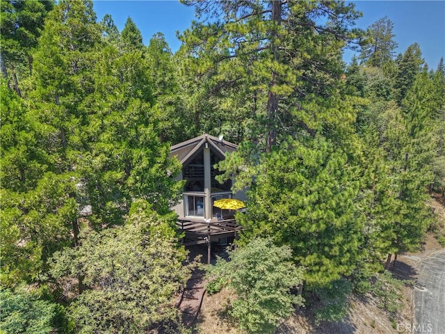 544 Old Toll Rd, Lake Arrowhead, CA 92352 - aerial view of property and surrounding area featuring a forest