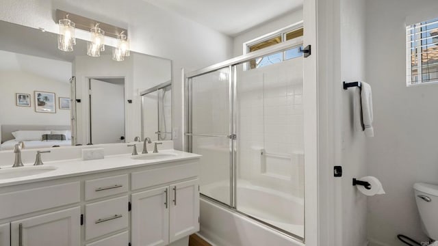 4058 Ivey Vista Way, Oceanside, CA 92057 - full bath featuring double vanity, bath / shower combo with glass door, and plenty of natural light