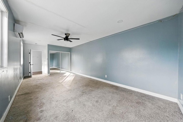 12049 Coping Pl, Lakeside, CA 92040 - empty room with a wall mounted air conditioner, carpet, and a ceiling fan