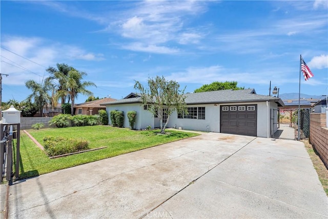 13925 Belgate St, Baldwin Park, CA 91706 - ranch-style house featuring a garage, stucco siding, concrete driveway, and a gate
