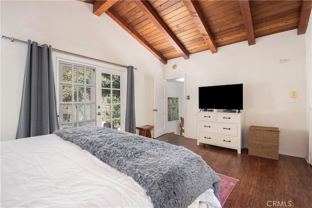 1551 N Beverly Glen Blvd, Los Angeles, CA 90077 - bedroom featuring wooden ceiling and dark wood-style flooring