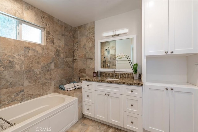 1551 N Beverly Glen Blvd, Los Angeles, CA 90077 - full bath with vanity, a bath, and tile walls
