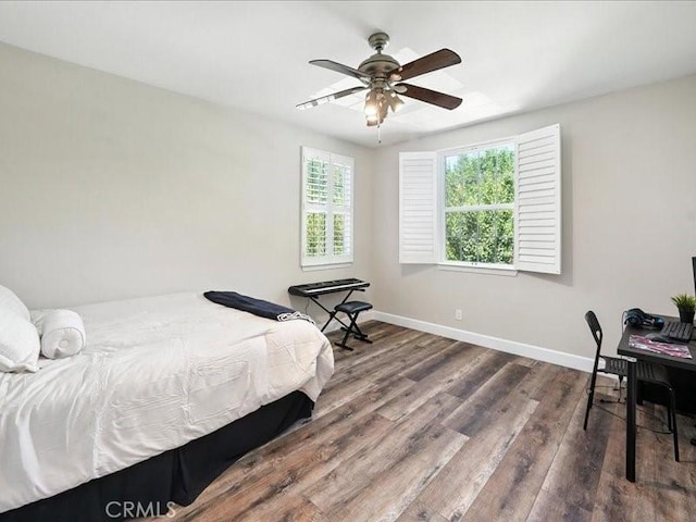 23808 Bayview Ct, Valencia, CA 91355 - bedroom featuring wood finished floors, an office area, and a ceiling fan