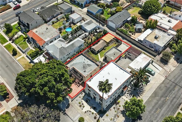 1215 S Patton Ave, San Pedro, CA 90731 - aerial view of residential area with property parcel outlined