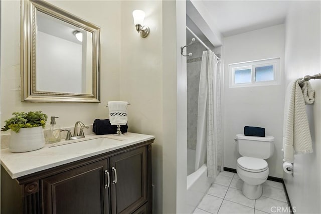 1215 S Patton Ave, San Pedro, CA 90731 - bathroom featuring vanity, shower / bathtub combination with curtain, and tile patterned flooring