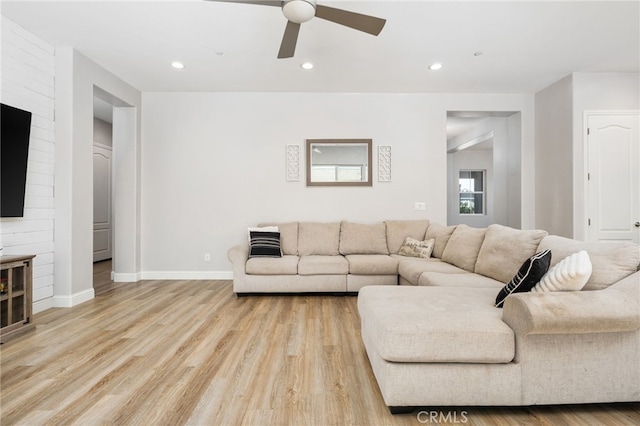 2070 Solig Ave, Kingsburg, CA 93631 - living area with ceiling fan, light wood finished floors, and recessed lighting