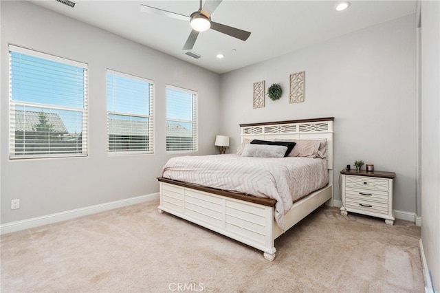 2070 Solig Ave, Kingsburg, CA 93631 - bedroom featuring carpet flooring, recessed lighting, and ceiling fan