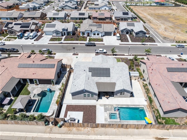 2070 Solig Ave, Kingsburg, CA 93631 - aerial perspective of suburban area with a pool area