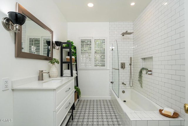 5210 La Canada Blvd, La Canada Flintridge, CA 91011 - full bathroom featuring vanity, shower / washtub combination, and recessed lighting