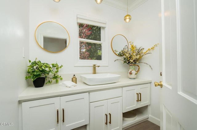 5210 La Canada Blvd, La Canada Flintridge, CA 91011 - bathroom featuring vanity and ornamental molding