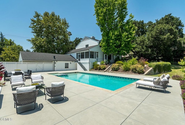 5210 La Canada Blvd, La Canada Flintridge, CA 91011 - view of pool with stairway, a patio, and an outdoor hangout area