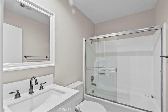 26337 Rainbow Glen Dr Unit 244, Newhall, CA 91321 - full bathroom with combined bath / shower with glass door, vanity, and a textured wall