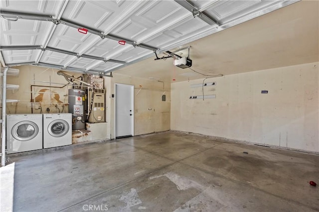 26337 Rainbow Glen Dr Unit 244, Newhall, CA 91321 - garage with secured water heater, washing machine and clothes dryer, a garage door opener, and heating unit