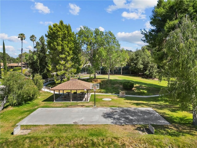 26337 Rainbow Glen Dr Unit 244, Newhall, CA 91321 - view of community with a gazebo, a yard, community basketball court, and view of scattered trees