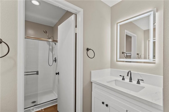 26337 Rainbow Glen Dr Unit 244, Newhall, CA 91321 - full bathroom featuring a shower stall and vanity