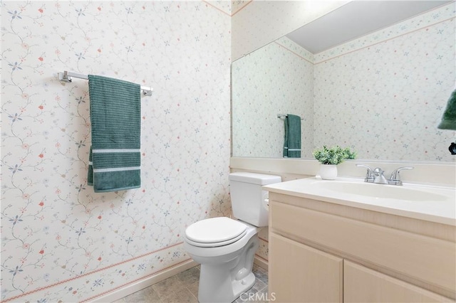 810 E Laurel Oak Dr, Azusa, CA 91702 - half bath with vanity, tile patterned flooring, and wallpapered walls