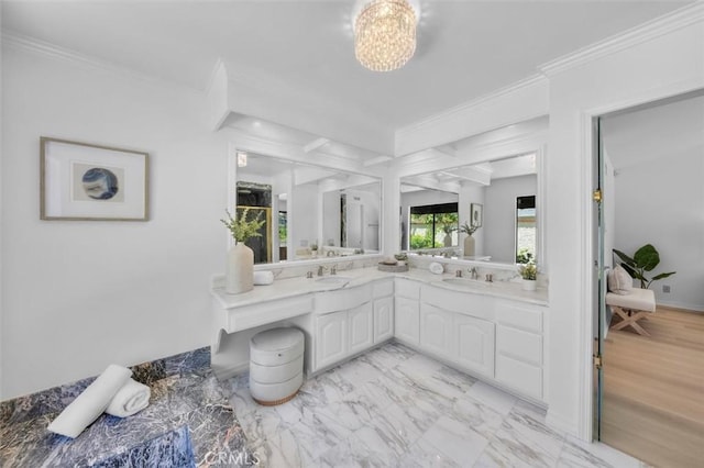 21 Santa Catalina Dr, Rancho Palos Verdes, CA 90275 - bathroom with vanity and ornamental molding
