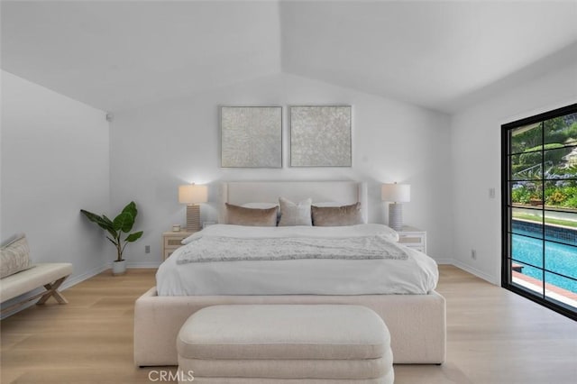 21 Santa Catalina Dr, Rancho Palos Verdes, CA 90275 - bedroom with access to outside, light wood-style floors, and vaulted ceiling