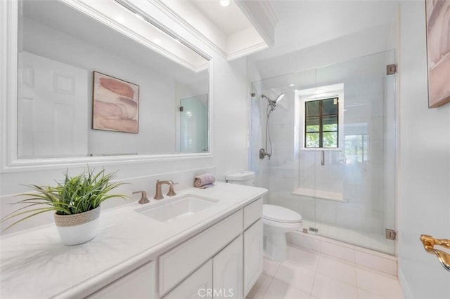 21 Santa Catalina Dr, Rancho Palos Verdes, CA 90275 - full bathroom with vanity, a stall shower, and tile patterned flooring