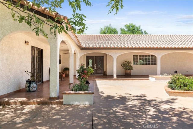 35356 Sierra Vista Dr, Agua Dulce, CA 91390 - view of front of house featuring stucco siding, a tiled roof, and a patio