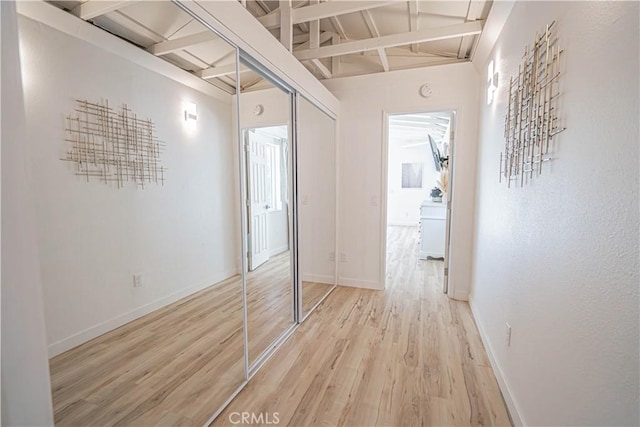 35356 Sierra Vista Dr, Agua Dulce, CA 91390 - hall with light wood-type flooring and beamed ceiling