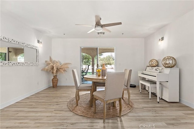 35356 Sierra Vista Dr, Agua Dulce, CA 91390 - dining area with ceiling fan and light wood-type flooring
