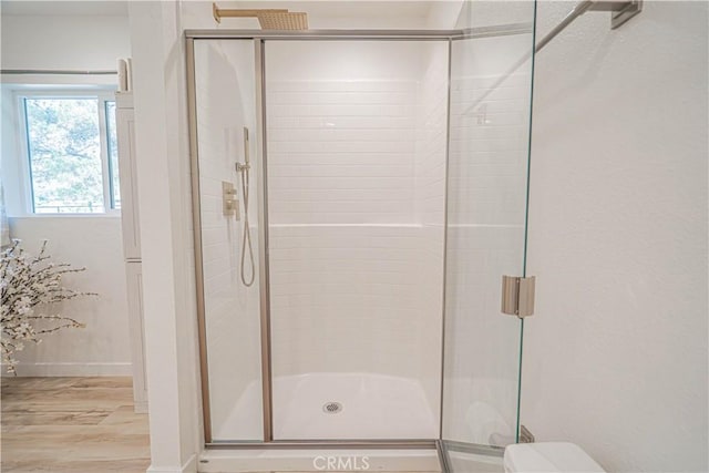 35356 Sierra Vista Dr, Agua Dulce, CA 91390 - full bath featuring a shower stall and wood finished floors