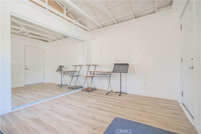 35356 Sierra Vista Dr, Agua Dulce, CA 91390 - unfurnished room featuring wood finished floors and lofted ceiling