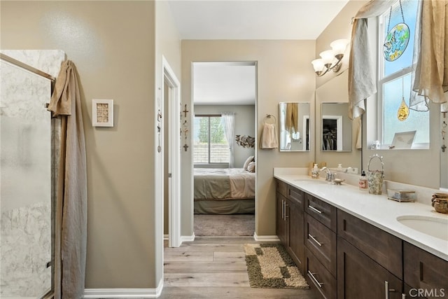 1616 Rosemary, Beaumont, CA 92223 - full bath with wood finished floors, double vanity, ensuite bath, and a shower stall