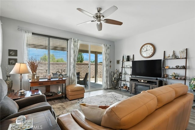 1616 Rosemary, Beaumont, CA 92223 - living room featuring wood finished floors and ceiling fan