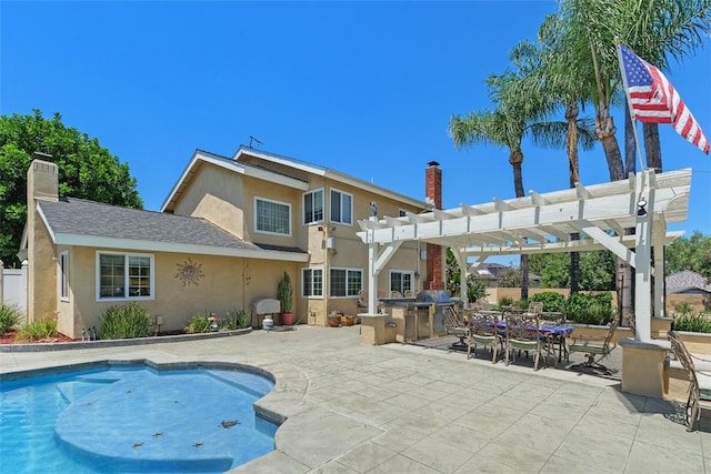 2531 Wildcat Ln, Riverside, CA 92503 - view of swimming pool featuring a pergola, a patio area, outdoor dining area, and area for grilling