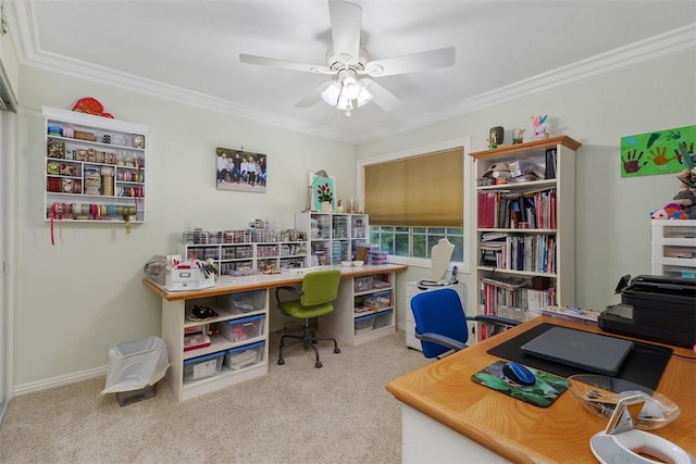 2531 Wildcat Ln, Riverside, CA 92503 - carpeted office featuring ceiling fan and ornamental molding