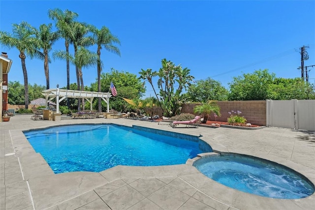 2531 Wildcat Ln, Riverside, CA 92503 - view of swimming pool with a patio, a pergola, and a pool with connected hot tub