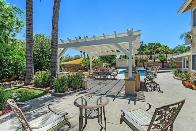 2531 Wildcat Ln, Riverside, CA 92503 - fenced backyard with a patio area and a pergola
