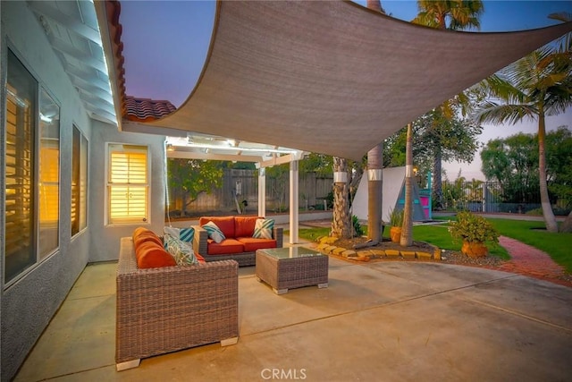 591 Shadow Tree Dr, Oceanside, CA 92058 - view of patio featuring an outdoor living space