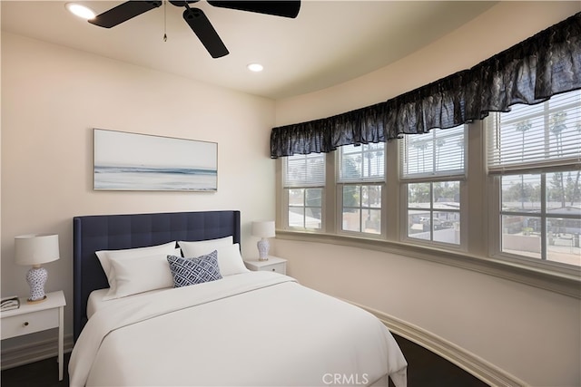 425 W 17th St, San Bernardino, CA 92405 - bedroom with multiple windows, a ceiling fan, and recessed lighting