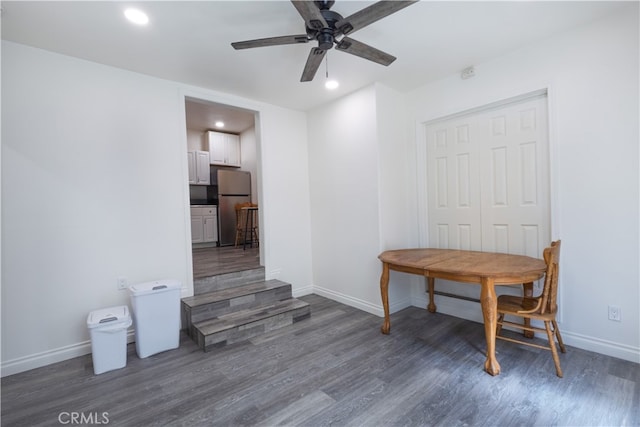 425 W 17th St, San Bernardino, CA 92405 - dining space featuring wood finished floors, recessed lighting, and ceiling fan