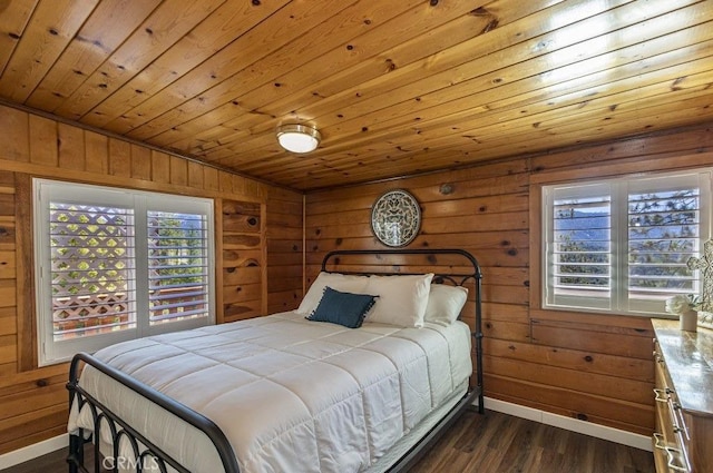 35853 Sierra Linda Dr, Wishon, CA 93669 - bedroom with dark wood-style floors, wood walls, and wooden ceiling