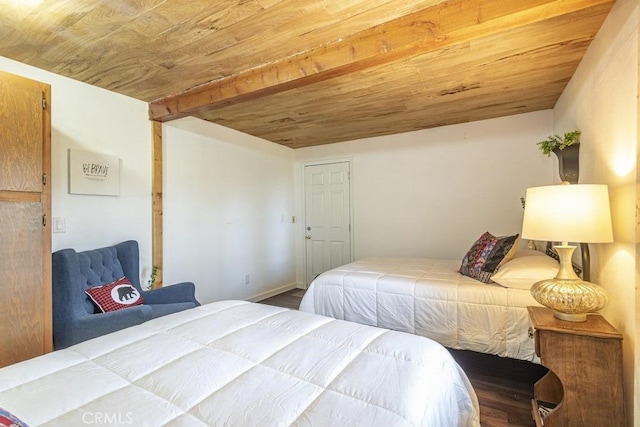 35853 Sierra Linda Dr, Wishon, CA 93669 - bedroom with a wood ceiling with exposed beams and wood finished floors