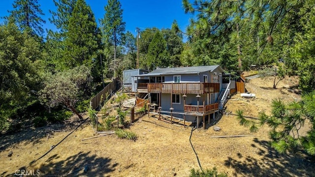 35853 Sierra Linda Dr, Wishon, CA 93669 - back of house with a deck and a wooded view