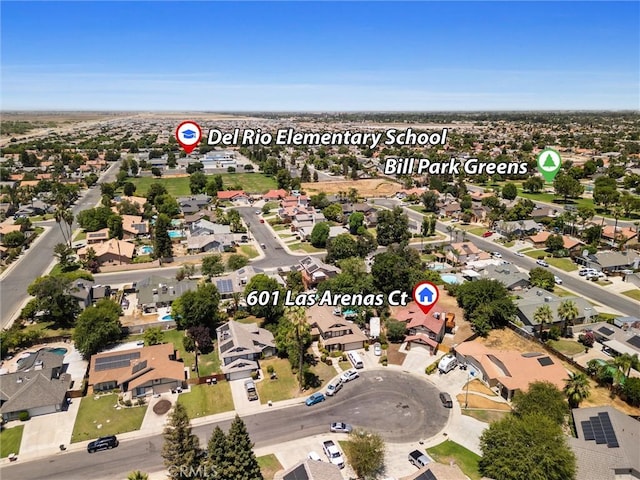 601 Las Arenas Ct, Bakersfield, CA 93314 - aerial view of property and surrounding area featuring nearby suburban area