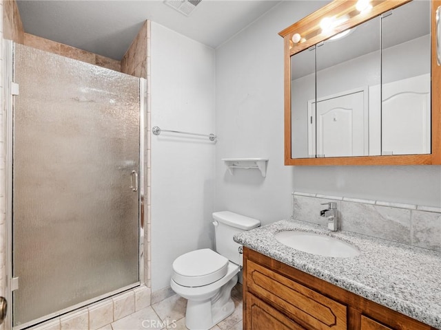 17911 Juniper St, Hesperia, CA 92345 - bathroom featuring vanity, a stall shower, and tile patterned floors