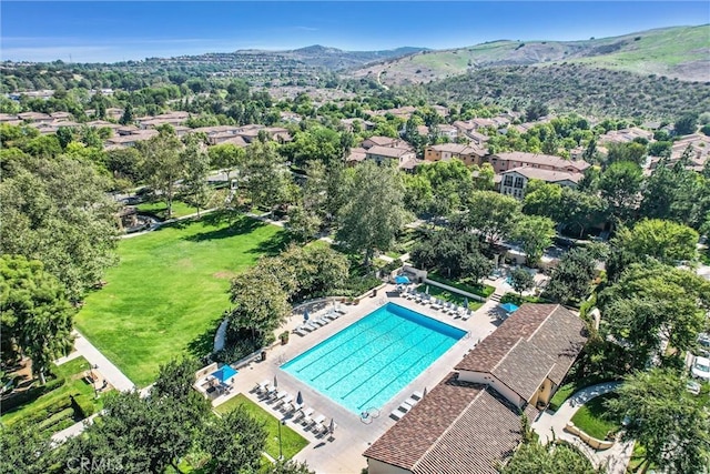 14 Tall Oak, Irvine, CA 92603 - aerial overview of property's location with a pool area and a mountainous background