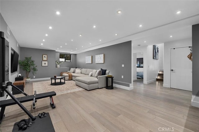 4764 Browndeer Ln, Rancho Palos Verdes, CA 90275 - exercise area featuring light wood-type flooring and recessed lighting