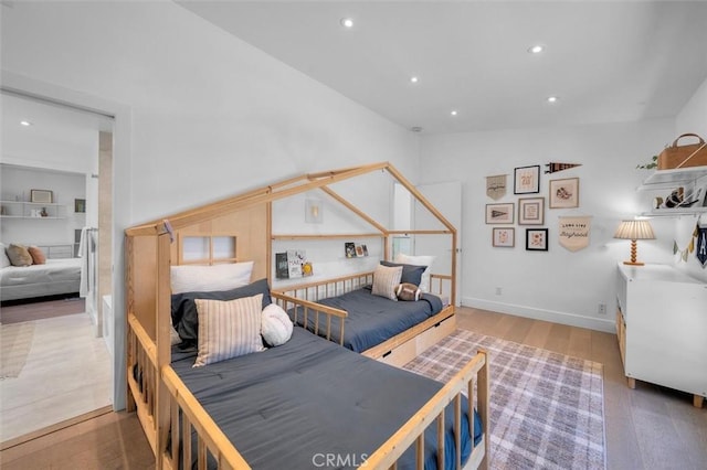4764 Browndeer Ln, Rancho Palos Verdes, CA 90275 - bedroom featuring recessed lighting, wood finished floors, and vaulted ceiling